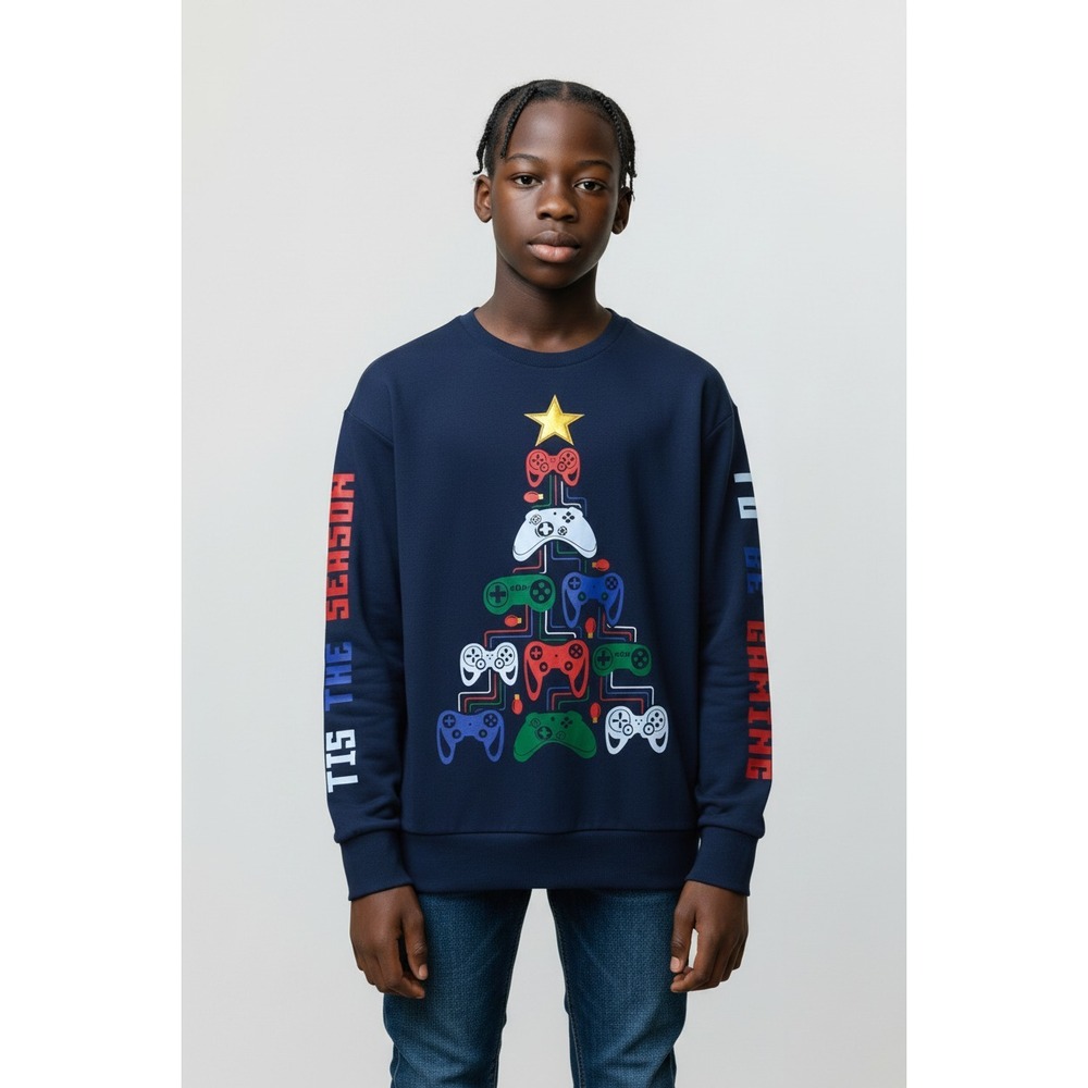 Holiday Time Boys Sweatshirt Size XL (14-16) Blue Cove Graphic Game Holiday Cozy